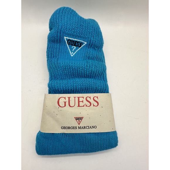 Guess Cotton Knit Leg‎ Warmer Socks Blue Crochet Warm Grandmacore Winter 80's - Picture 1 of 3